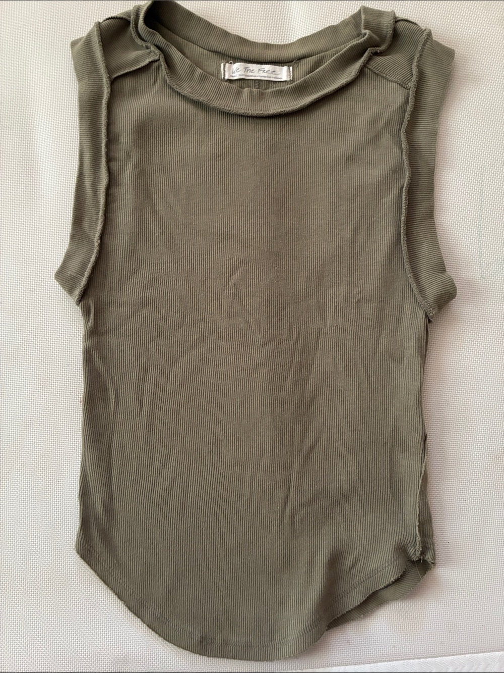 Ribbed Olive Sleeveless Tank Top — We The Free People Edit
